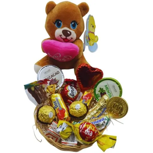 Canasta chocolate y peluche 1